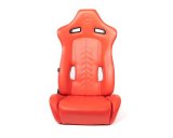 NRG Reclinable Sport Seats (Pair) The Arrow Red Vinyl w/ Pressed NRG Logo w/ Red Stitch thumbnail 7