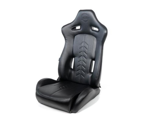 NRG Reclinable Sport Seats (Pair) The Arrow Black Vinyl w/ Pressed NRG logo w/ Black Stitch thumbnail 7