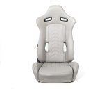 NRG Reclinable Sport Seats (Pair) The Arrow Grey Vinyl w/ Pressed NRG logo w/ Grey Stitch thumbnail 5