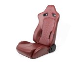 NRG Reclinable Sport Seats (Pair) The Arrow Maroon Vinyl w/ Pressed NRG logo w/ Maroon Stitch thumbnail 1