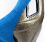 NRG FRP Bucket Seat ULTRA Edition - Large (Blue Alcantara/Gold Glitter Back) thumbnail 1