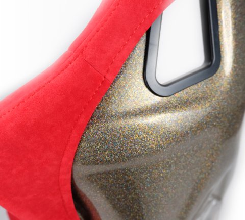 NRG FRP Bucket Seat ULTRA Edition - Large (Red Alcantara/Gold Glitter Back) thumbnail 5