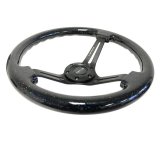 NRG Reinforced Steering Wheel (350mm / 3in. Deep) Black Multi Color Flake Wood w/ Black Matte Center thumbnail 2