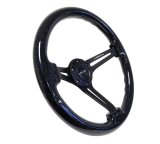 NRG Reinforced Steering Wheel (350mm / 3in. Deep) Black Multi Color Flake Wood w/ Black Matte Center thumbnail 3