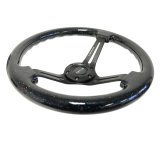 NRG Reinforced Steering Wheel (350mm / 3in. Deep) Black Multi Color Flake Wood w/ Black Matte Center thumbnail 4