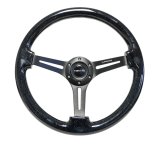 NRG Reinforced Steering Wheel (350mm / 3in. Deep) Black Multi Color Flake Wood w/ Black Matte Center thumbnail 5