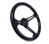 NRG Reinforced Steering Wheel (350mm / 3in. Deep) Black Multi Color Flake Wood w/ Black Matte Center thumbnail 6