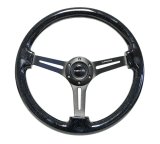 NRG Reinforced Steering Wheel (350mm / 3in. Deep) Black Multi Color Flake Wood w/ Black Matte Center thumbnail 7