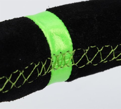 NRG Reinforced Steering Wheel 350mm/3in. Deep Blk Suede/ Neon Green Stitch w/5mm Matte Black Spoke thumbnail 1