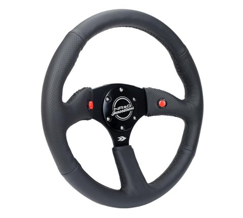 NRG Reinforced Steering Wheel (350mm/ 2.5in. Deep) Sport Leather Racing/ 4mm Matte Black Spoke thumbnail 2