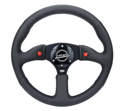 NRG Reinforced Steering Wheel (350mm/ 2.5in. Deep) Sport Leather Racing/ 4mm Matte Black Spoke thumbnail 5