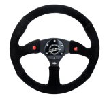 NRG Reinforced Steering Wheel (350mm/ 2.5in. Deep) Sport Suede Racing/ 4mm Matte Black Spoke thumbnail 4