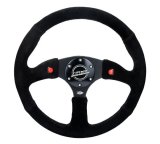 NRG Reinforced Steering Wheel (350mm/ 2.5in. Deep) Sport Suede Racing/ 4mm Matte Black Spoke thumbnail 5