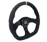 NRG Reinforced Steering Wheel (320mm) Sport Alcantara Flat Bottom w/ Yellow Center Mark thumbnail 6