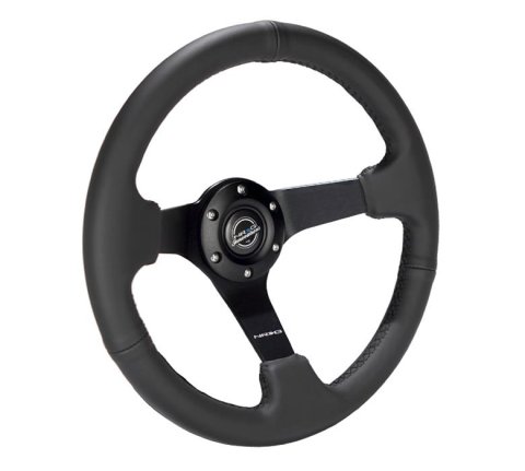 NRG Reinforced Steering Wheel (330mm/ 3in. Deep) Sport Leather Racing/ 4mm Matte Black Spoke thumbnail 1