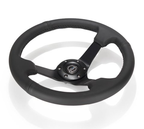 NRG Reinforced Steering Wheel (330mm/ 3in. Deep) Sport Leather Racing/ 4mm Matte Black Spoke thumbnail 3