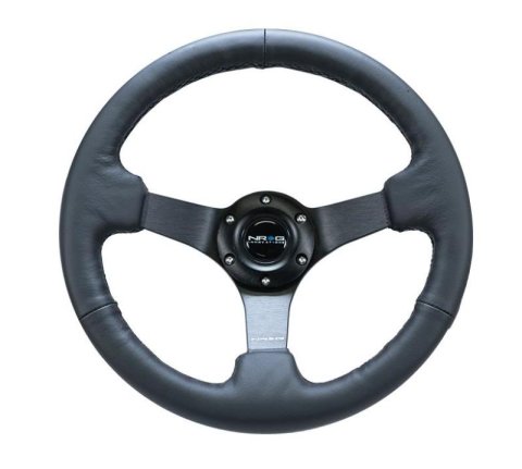 NRG Reinforced Steering Wheel (330mm/ 3in. Deep) Sport Leather Racing/ 4mm Matte Black Spoke thumbnail 5