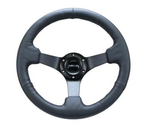NRG Reinforced Steering Wheel (330mm/ 3in. Deep) Sport Leather Racing/ 4mm Matte Black Spoke thumbnail 6