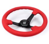 NRG Reinforced Steering Wheel (350mm/3in. Deep) Matte Black Spoke/ Red Alcantara w/ Black Stitching thumbnail 1