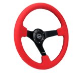 NRG Reinforced Steering Wheel (350mm/3in. Deep) Matte Black Spoke/ Red Alcantara w/ Black Stitching thumbnail 5