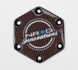 NRG Carbon Fiber w/ Red Texalium Fabrics Horn Delete Button Circular Logo Front/ Back thumbnail 1