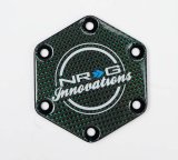NRG Carbon Fiber w/ Green Texalium Fabrics Horn Delete Button Circular Logo Front/ Back thumbnail 3