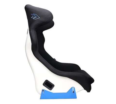 NRG FRP Bucket Seat - White Finish with Arrow Embroidery And Blue Side Mount Bracket thumbnail 5