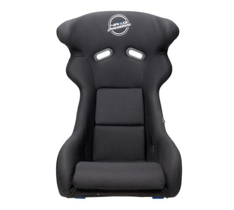 NRG FRP Bucket Seat - White Finish with Arrow Embroidery And Blue Side Mount Bracket thumbnail 7