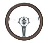 NRG Classic Wood Grain Wheel - 350mm 3 Chrome Silver Spokes Oak Color Wood thumbnail 1