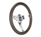 NRG Classic Wood Grain Wheel - 350mm 3 Chrome Silver Spokes Oak Color Wood thumbnail 3