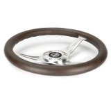 NRG Classic Wood Grain Wheel - 350mm 3 Chrome Silver Spokes Oak Color Wood thumbnail 4