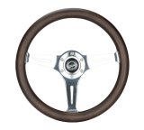 NRG Classic Wood Grain Wheel - 350mm 3 Chrome Silver Spokes Oak Color Wood thumbnail 5
