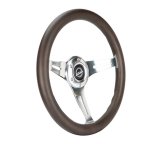 NRG Classic Wood Grain Wheel - 350mm 3 Chrome Silver Spokes Oak Color Wood thumbnail 7