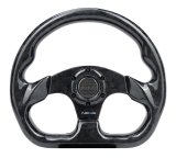 NRG Shiny Black Forged Carbon Fiber Steering Wheel 320mm Flat Bottom thumbnail 1