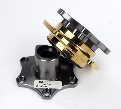 NRG Quick Release SFI SPEC 42.1 - Gun Metal Body / Gold Shinny Ring thumbnail 1