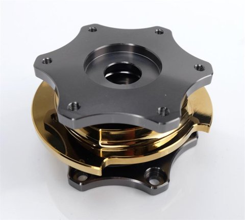 NRG Quick Release SFI SPEC 42.1 - Gun Metal Body / Gold Shinny Ring thumbnail 3