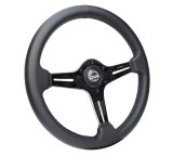 NRG Light Weight Gaming Steering Wheel - 350mm 3 Chrome Silver Spokes Perforated Leather thumbnail 2