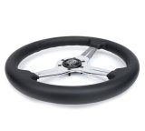 NRG Light Weight Gaming Steering Wheel - 350mm 3 Chrome Silver Spokes Perforated Leather thumbnail 4