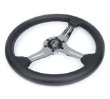 NRG Light Weight Gaming Steering Wheel - 350mm 3 Chrome Silver Spokes Perforated Leather thumbnail 8