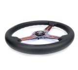 NRG Light Weight Gaming Steering Wheel - 350mm 3 NeoChrome Silver Spokes Perforated Leather thumbnail 4