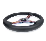 NRG Light Weight Gaming Steering Wheel - 350mm 3 NeoChrome Silver Spokes Perforated Leather thumbnail 6