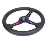 NRG Light Weight Gaming Steering Wheel - 350mm 3 NeoChrome Silver Spokes Perforated Leather thumbnail 7