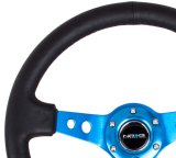 NRG Reinforced Steering Wheel (350mm/3in. Deep) White Leather w/Blk Spoke/Round Holes/White Stripes thumbnail 4