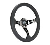 NRG Light Weight Gaming Steering Wheel - 350mm 3 Black Chrome Spokes Perforated Leather thumbnail 3
