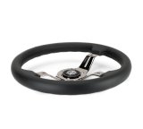 NRG Light Weight Gaming Steering Wheel - 350mm 3 Black Chrome Spokes Perforated Leather thumbnail 4