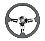 NRG Light Weight Gaming Steering Wheel - 350mm 3 Black Chrome Spokes Perforated Leather thumbnail 5
