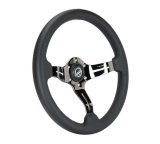 NRG Light Weight Gaming Steering Wheel - 350mm 3 Black Chrome Spokes Perforated Leather thumbnail 6