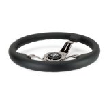 NRG Light Weight Gaming Steering Wheel - 350mm 3 Black Chrome Spokes Perforated Leather thumbnail 8