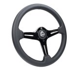 NRG Light Weight Gaming Steering Wheel - 350mm 3 Black Chrome Silver Spokes Perforated Leather thumbnail 3