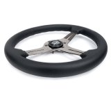 NRG Light Weight Gaming Steering Wheel - 350mm 3 Black Chrome Silver Spokes Perforated Leather thumbnail 6